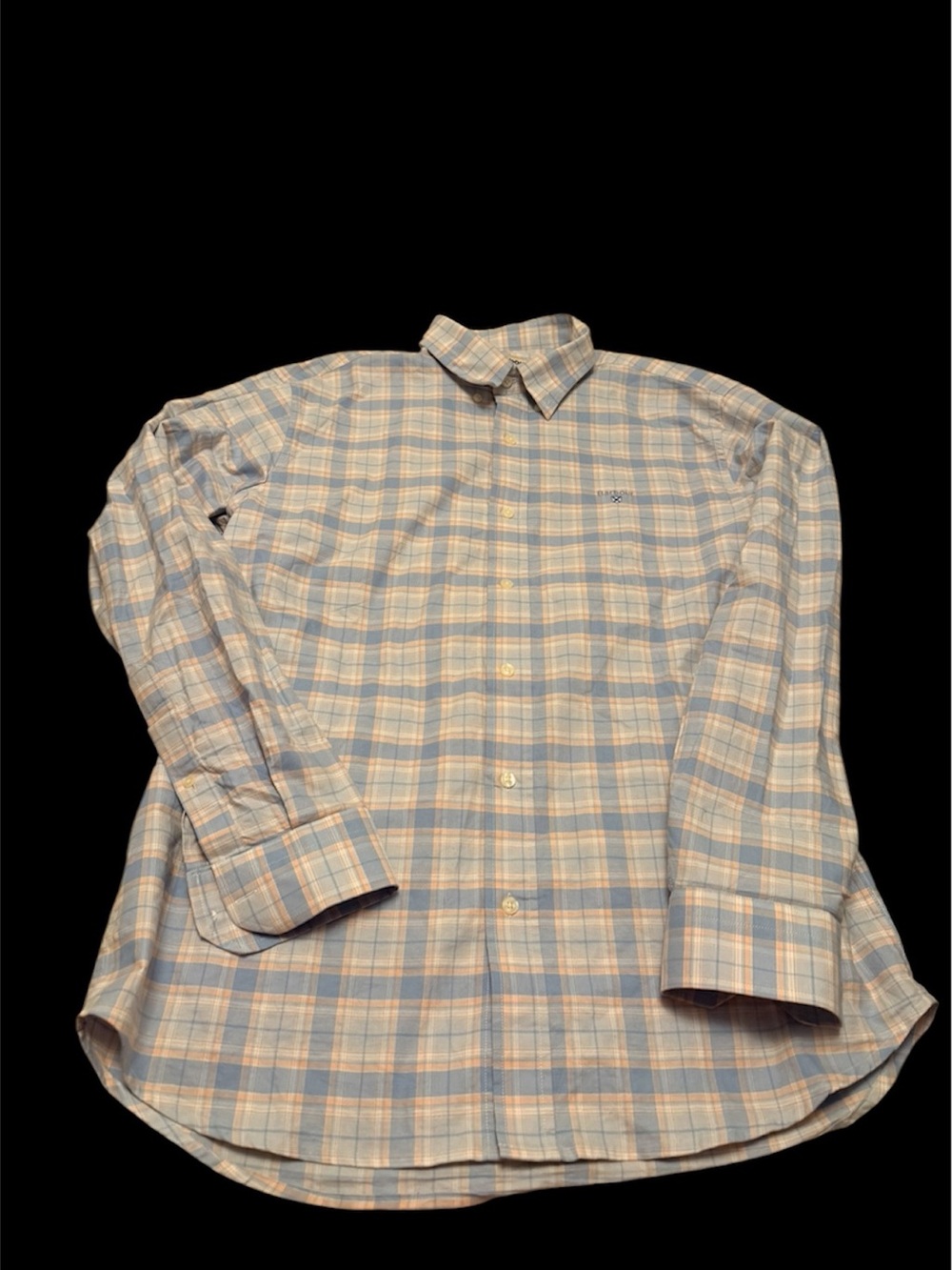 Barbour Light Blue and Cream Plaid Button-Down Shirt